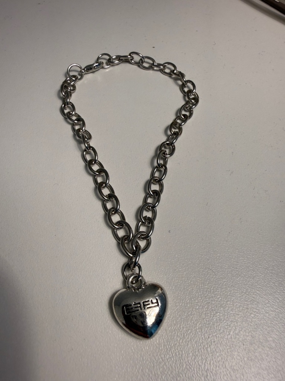 Silver Heart Charm Chain Bracelet-